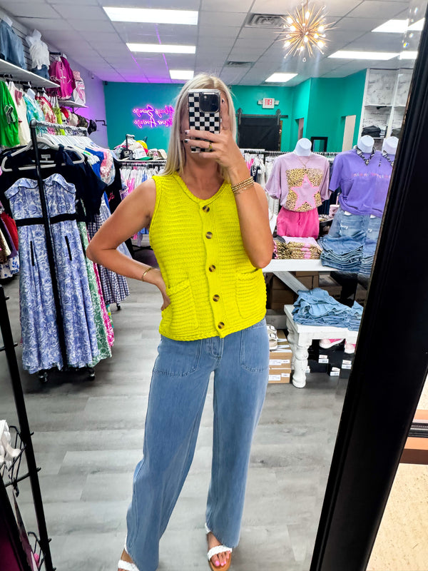 Chartreuse Braided Top