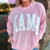 Ribbed Mama Corded Sweatshirt - Pink