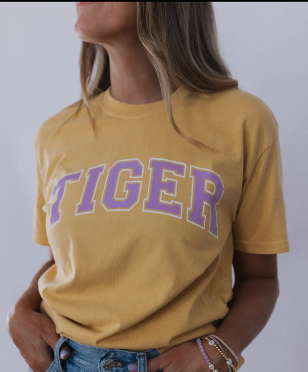 Tiger Block Letters Graphic Tee - Gold