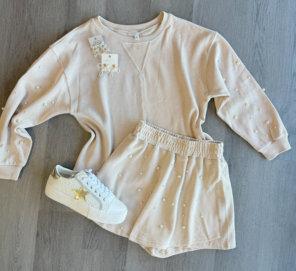 Pearl Knit Taupe Set