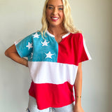 American Flag Mineral Washed Knit Top