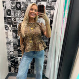 Velvet Tiger Peplum Top