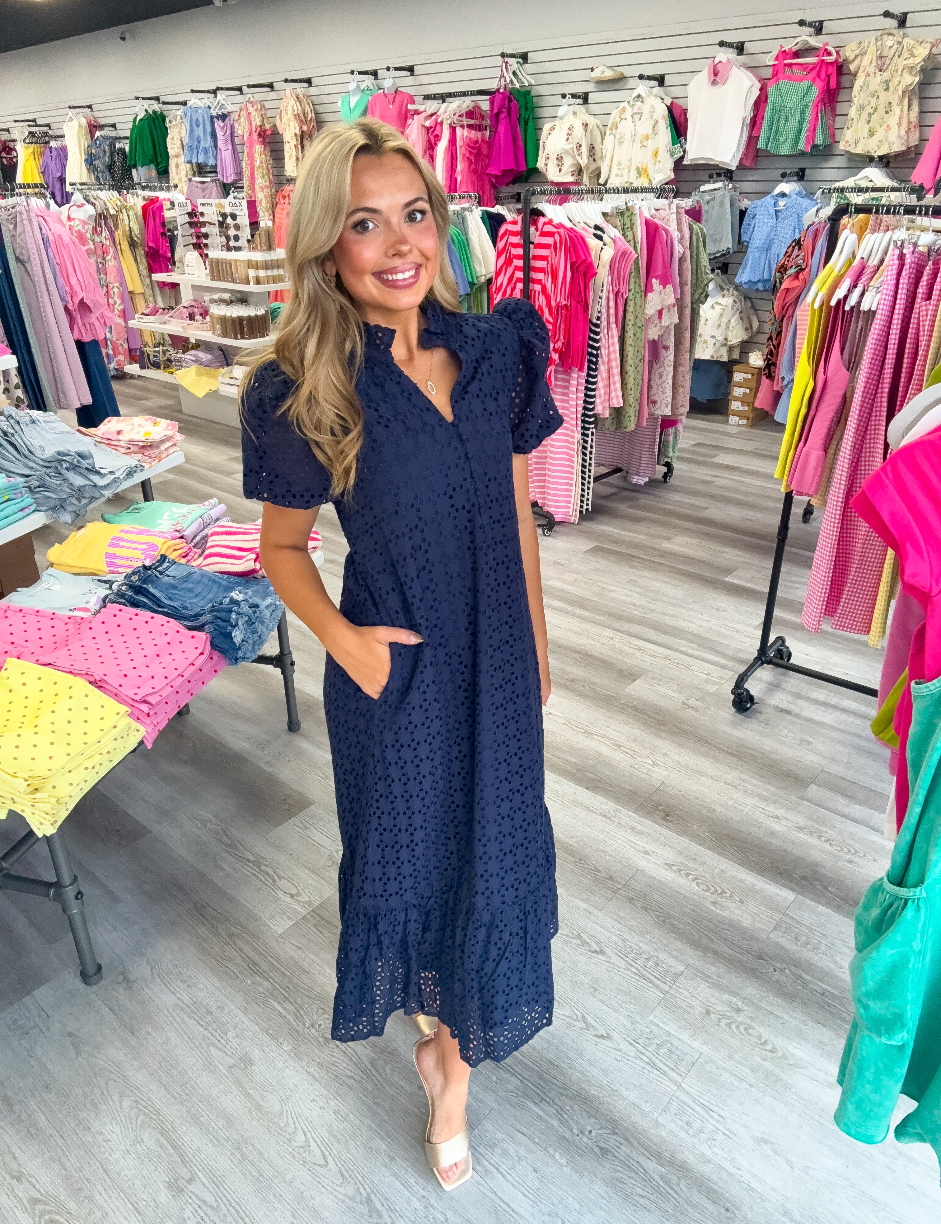 Sweet Escape Eyelete Mid Dress