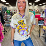 LSU Tiger Eye (Licensed) | Sequin Design Football Jersey Butter