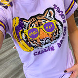  Callin' The Tigers Purple Sequin Tiger T Shirt 