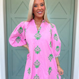 Pink Palm Mini Dress