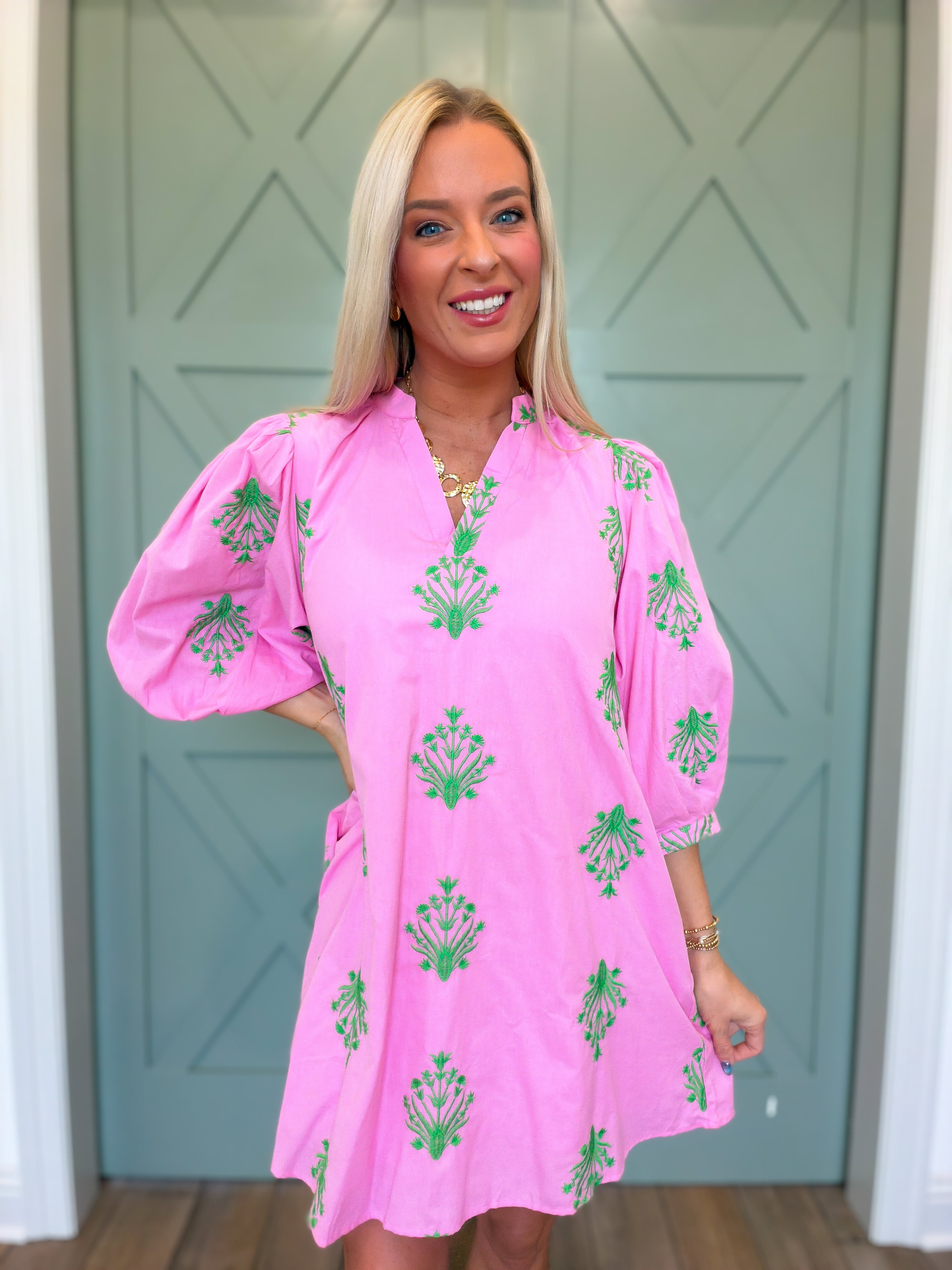 Pink Palm Mini Dress
