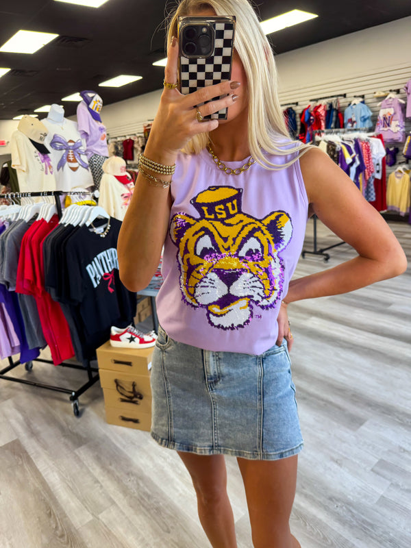 LSU Vintage Tiger (Licensed) Tank | Lavender