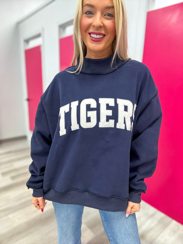 Tigers Navy Mockneck
