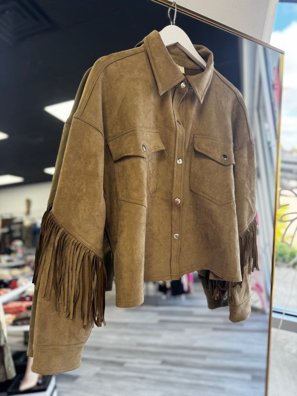 Fringe Olive Suede Jacket