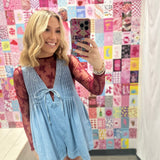 Hang Tight Honey Denim Romper - Light Denim