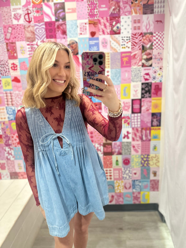 Hang Tight Honey Denim Romper - Light Denim