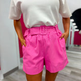 Pink Belted Shorts