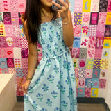 Put You First Blue Floral Midi