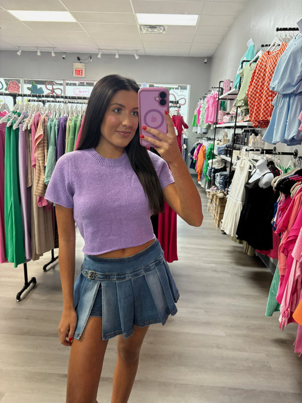 Caught Up Low Rise Belted Detail Mini Skort With Side Zipper