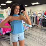 Satin Sky Halter Top