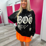 Boo Halloween Reversible Mockneck