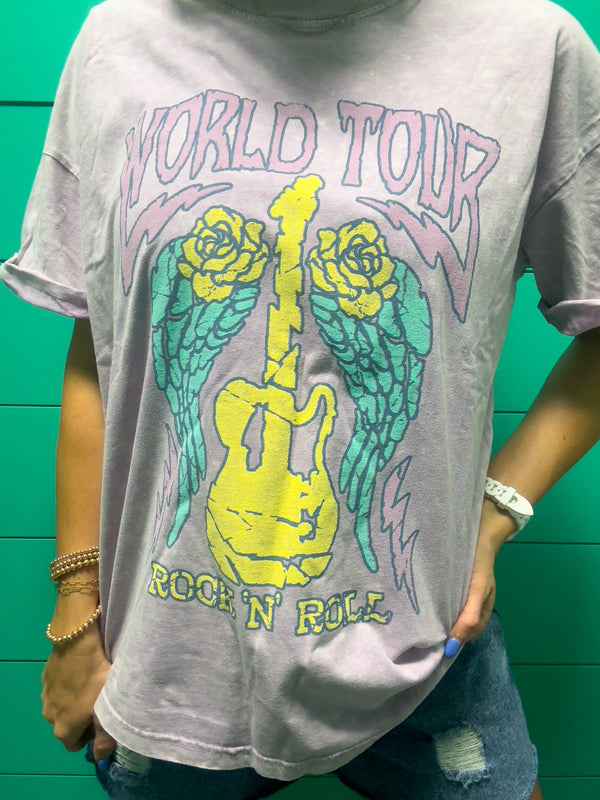 World Tour Rock N Roll Lavender Tee