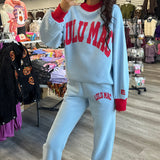 Lulu Mac | Puff Pant- Light Blue/ Red