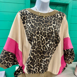 Leopard Mixed Media Top