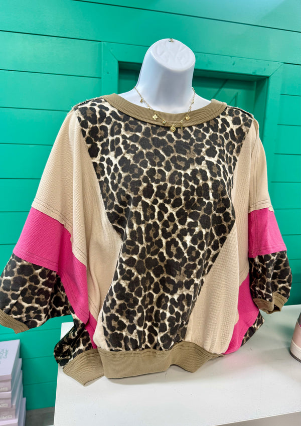 Leopard Mixed Media Top
