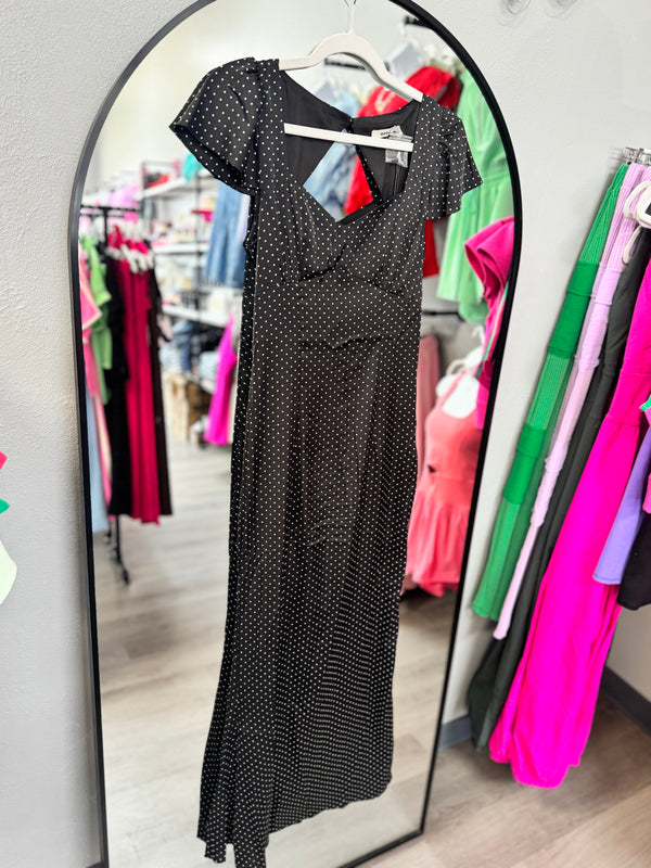 Satin Polka Dot Maxi Dress