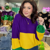 Here for the Party Mardi Gras Sweater