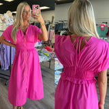 The Pink Pop Zip Midi Dress
