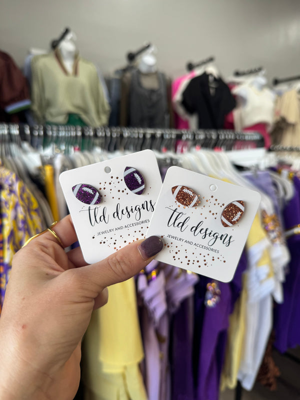 Acrylic Glitter Football Earrings