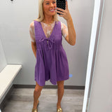 Hang Tight Honey Denim Romper - Purple Denim