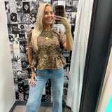 Velvet Tiger Peplum Top