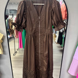 Nice to Meet You Chocolate Zip Midi Dress