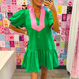 The Duo Dress - Pink and Green