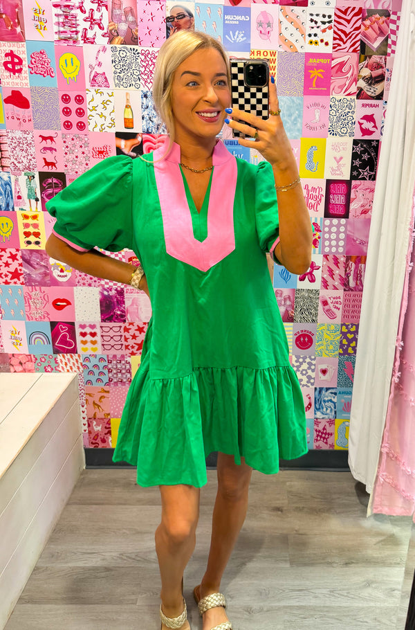 The Duo Dress - Pink and Green