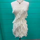 Cream Strapless Ruffle Tube Mini Dress
