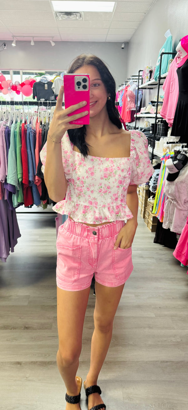 Spring Dreaming Floral Tie Back Top