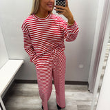Stripe Longsleeve Top-Red | LULU MAC