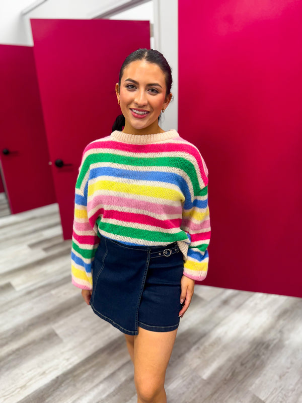 Brighten The Day Striped Sweater