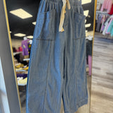 Light Denim Flowy Pocket Pants