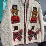 Cozy Up With Me Teddy Bear Christmas Quilted Shacket