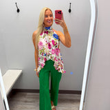Making My Way Seam Green Denim Pants