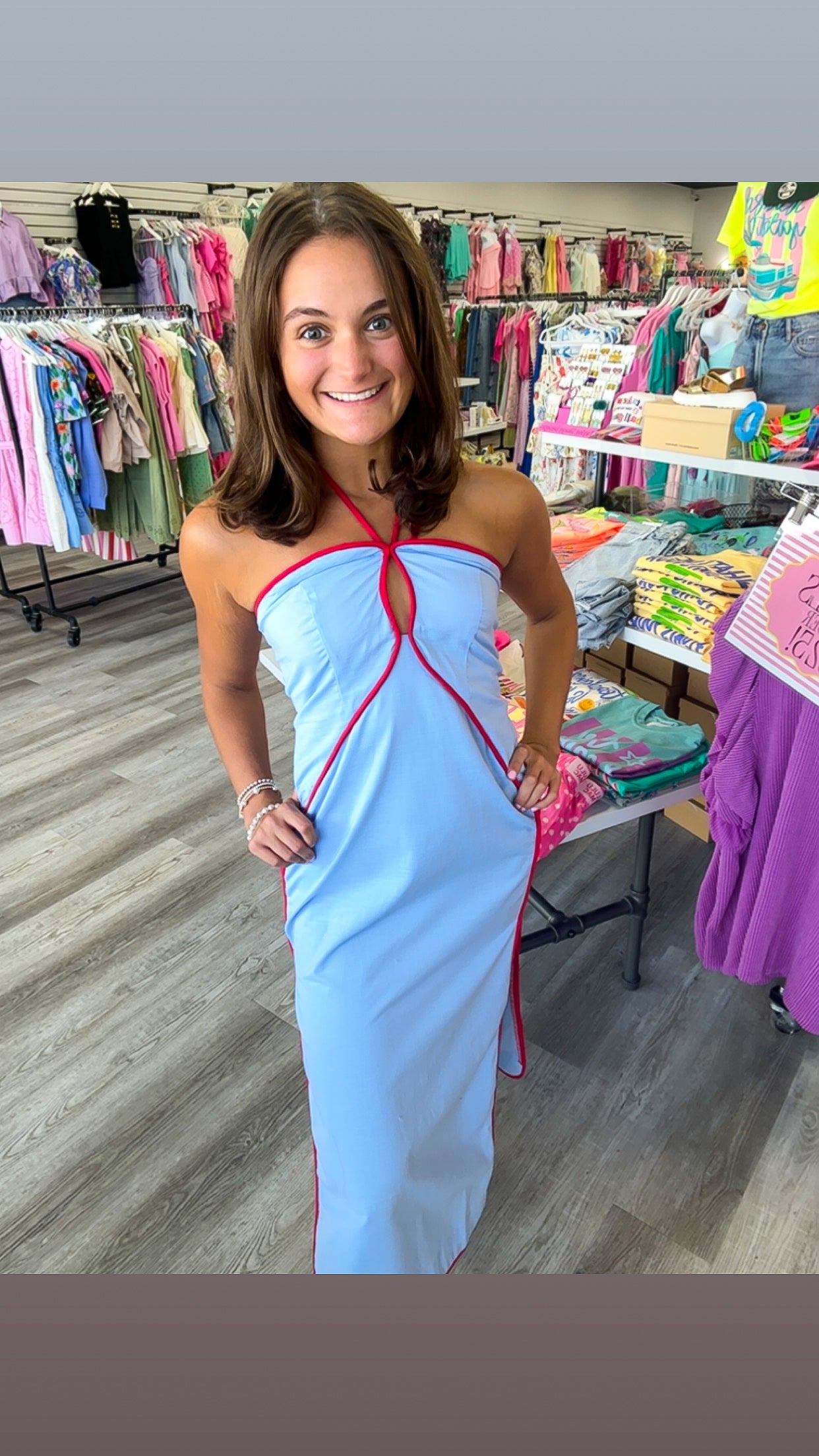 skies are blue pink dress Skies Are Blue Dress Womens Large Pink Floral Sleeveless Long Sundress High Neck