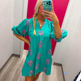 Teal Palm Mini Dress