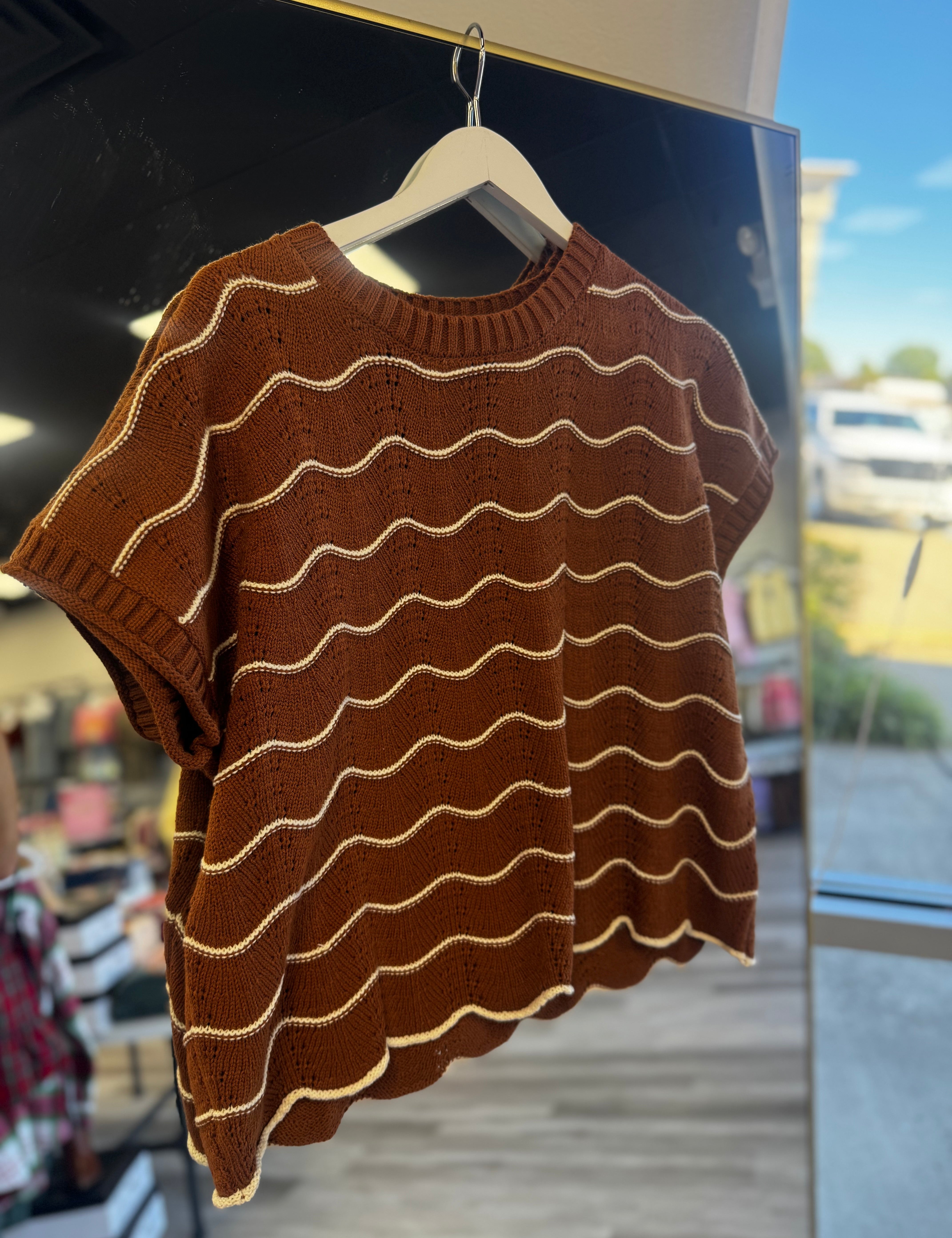 Between The Lines Scallop Sweater
