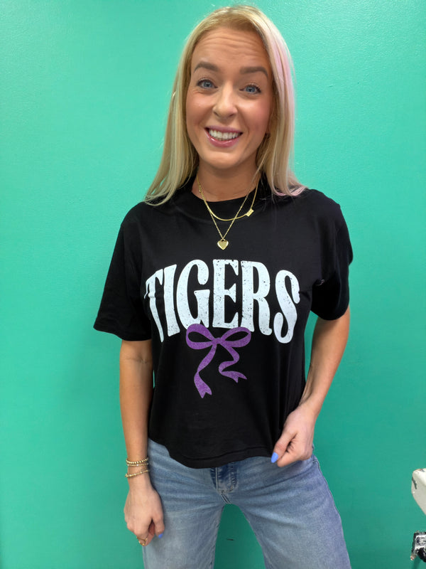 Tigers Bow Graphic Tee Crop Midi