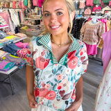 The Flower Market Top Seafoam