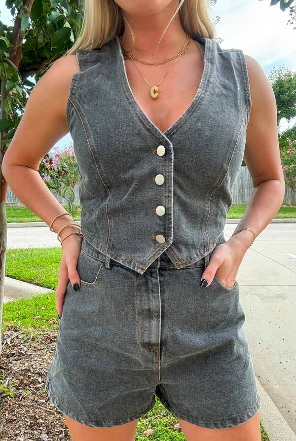 Black Denim Romper