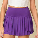 Purple High Waisted Pleated Tennis Skort