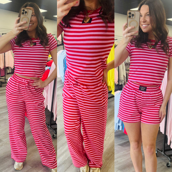 Stripe Baby Doll Top | Red Pink | LULU MAC