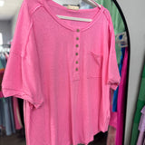 Button Up Baby Pink Plus Size Tee